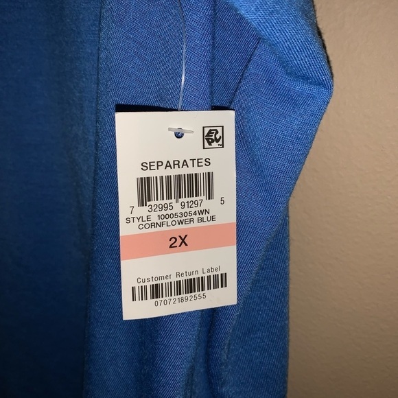 NWT Jenni intimates plus size 2X blue white stitch sleeveless top - Picture 3 of 7